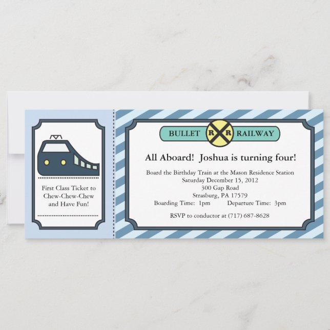 Invitation de billet de train de balle (Devant)