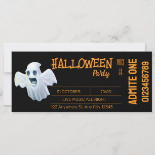Invitation de billet d'Halloween orange noir