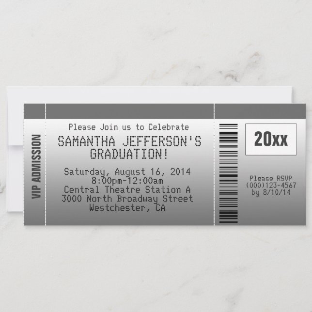 Invitation de billet pour la fête de graduation en (Devant)