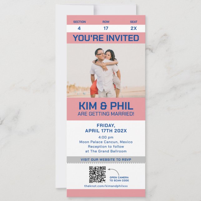 Invitation de billet Sport Photo Grande carte Code (Devant)