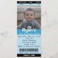 Invitation de billets (bleu) avec photo -Théâtre/f