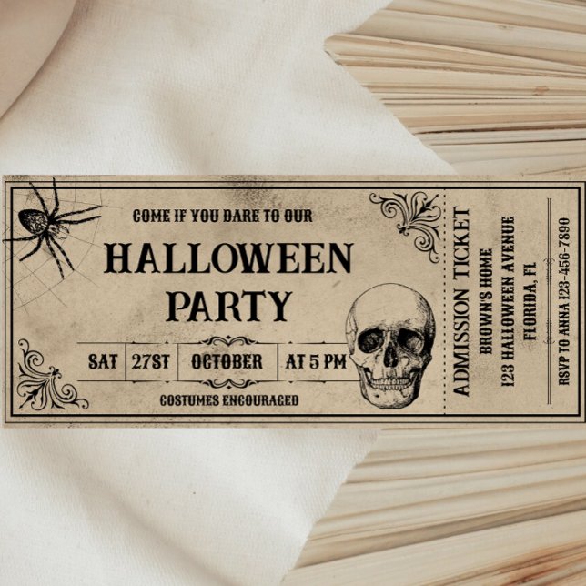 Invitation de billets de la fête d'Halloween vinta (Créateur téléchargé)
