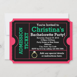 Invitation de billets de la soirée de bachelorette