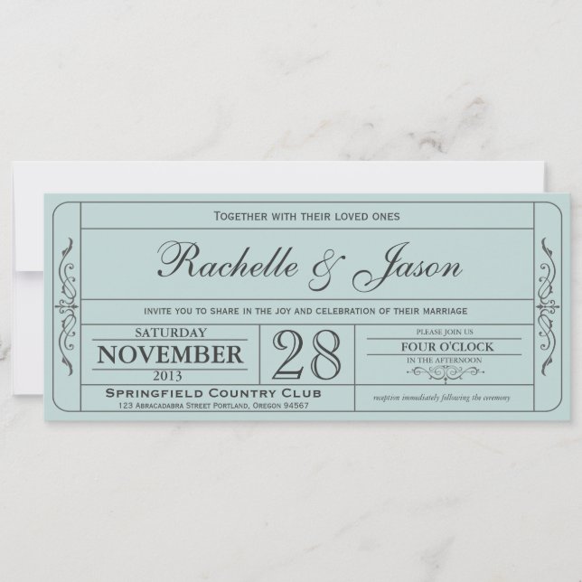 Invitation de billets de mariage vintage (Devant)