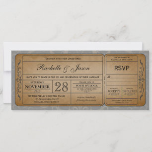 Invitation de billets de mariage vintage avec RSVP