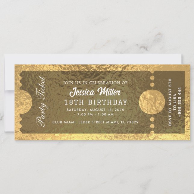 Invitation de billets Golden Party (Devant)