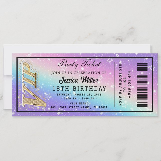 Invitation de billets Golden Party (Devant)