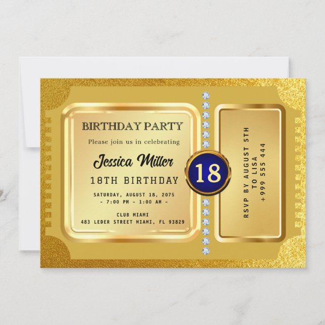 Invitation de billets Golden Party (Devant)