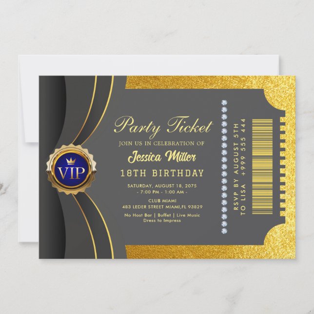 Invitation de billets Golden Party (Devant)