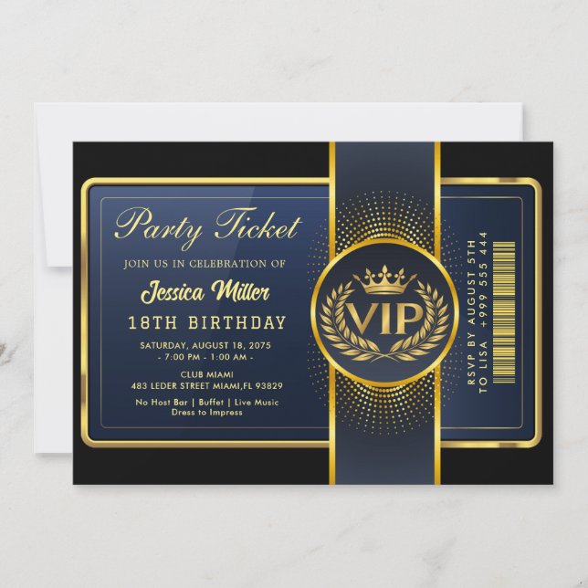 Invitation de billets Golden Party (Devant)