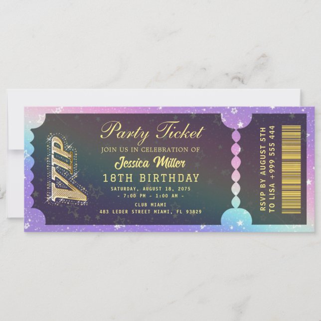 Invitation de billets Golden Party (Devant)