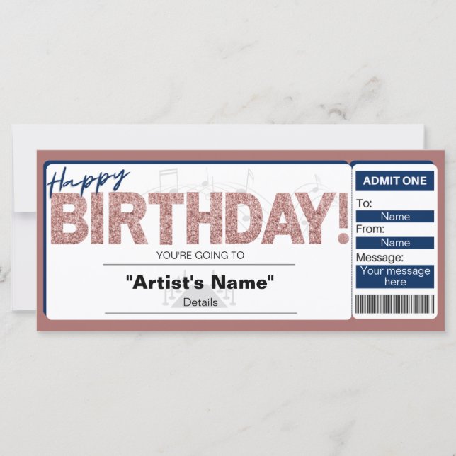 Invitation de billets pour le concert d'anniversai (Devant)