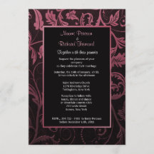 Invitation de Black and Raspberry Mariage damassé
