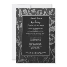 Invitation de Black and Silver Mariage damassé