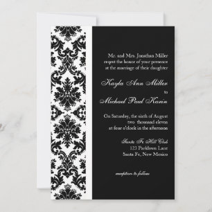 Invitation de Black and White Mariage damassé