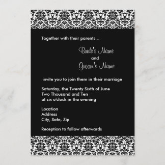 Invitation de Black and White Mariage damassé