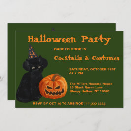 Invitation de Black Cat et Jack-o'-lantern Party