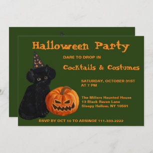 Invitation de Black Cat et Jack-o'-lantern Party