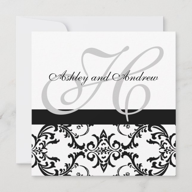 Invitation de Black Swirl Mariage damassé (Devant)