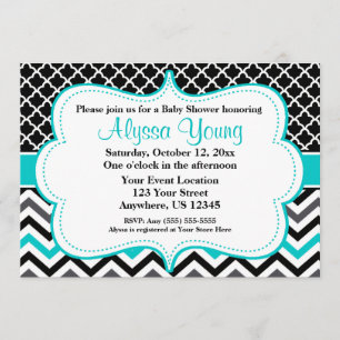 Invitation de Black Turquoise Chevron