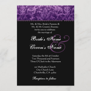 Invitation de Black White Mariage damassé
