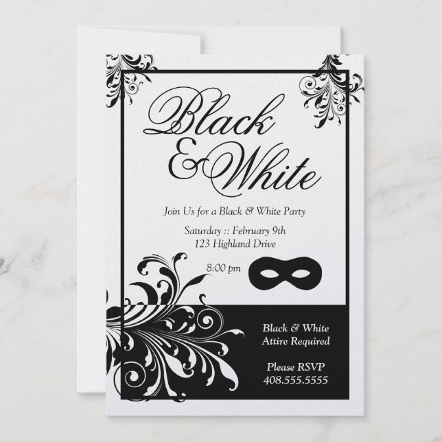 Invitation de Black & White Party (Devant)