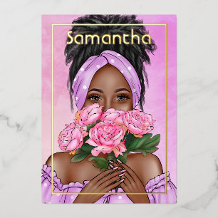 Invitation de Black Woman Birthday Party Foil