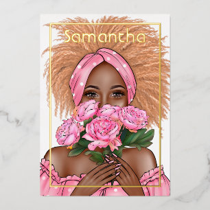 Invitation de Black Woman Birthday Party Foil