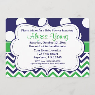 Invitation de Blue Green Pois Chevron