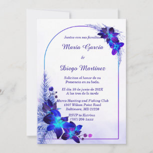 Invitation De Boda Azul y Morado Personnalisables