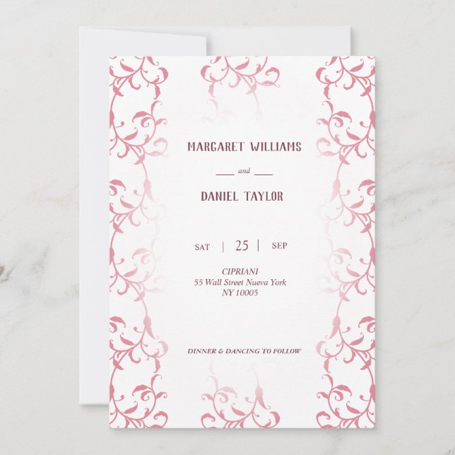 Invitation de boda decorada con hojas de acanto (Devant)