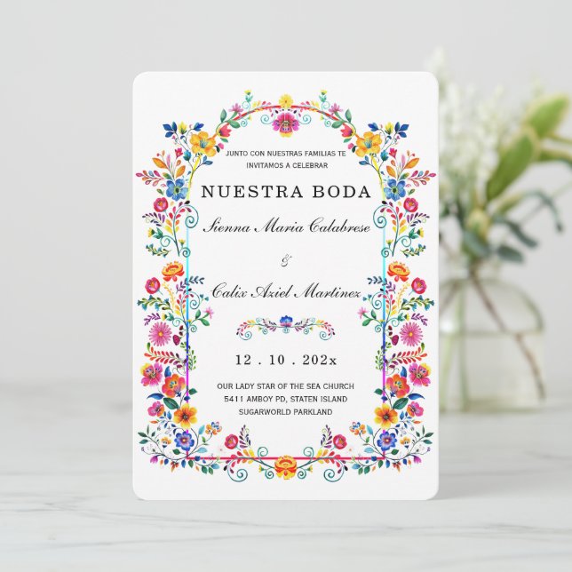 Invitation De Boda Mexicanas llenas de couleur (Debout devant)