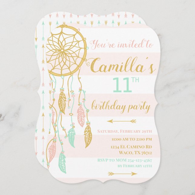 Invitation de Boho Dream Catcher (Devant / Derrière)