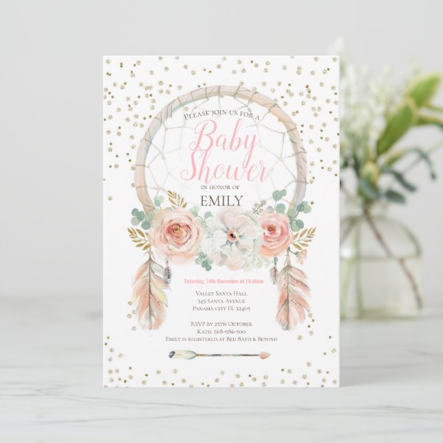 Invitation de Boho rose Gold Dream-Catcher (Debout devant)