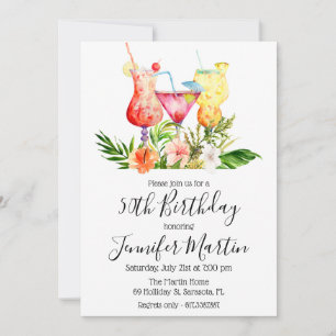 Invitation de boissons de cocktail de fête d'anniv