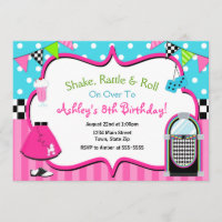 invitation de boîte à juke à sock Hop Invitation d