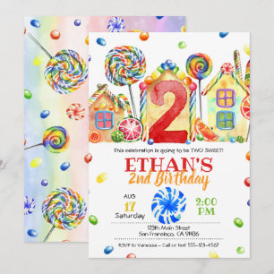 Invitation de bonbons Candyland pour thème bonbons