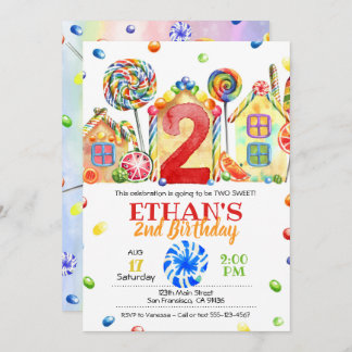 Invitation de bonbons Candyland pour thème bonbons