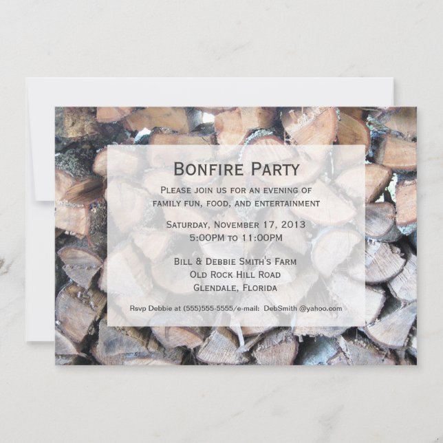 Invitation de Bonfire Party (Devant)