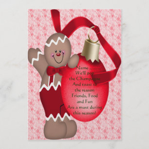 Invitation de bonhomme en pain d'épice (rouge) -
