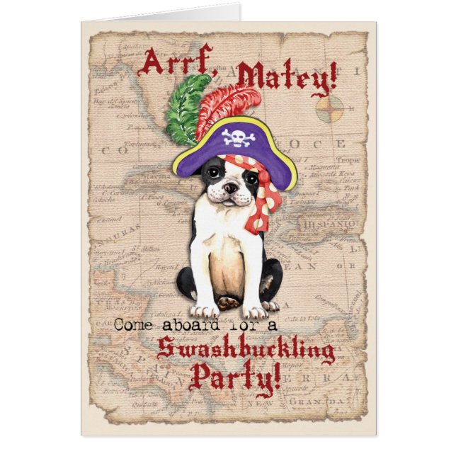 Invitation de Boston Terrier Pirate (Devant)