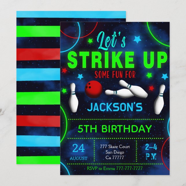 Invitation de bowling (Devant / Derrière)