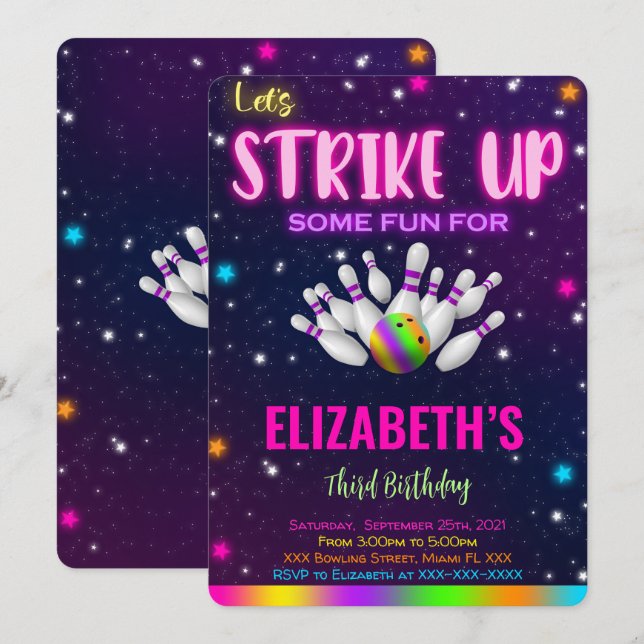 Invitation de Bowling (Devant / Derrière)