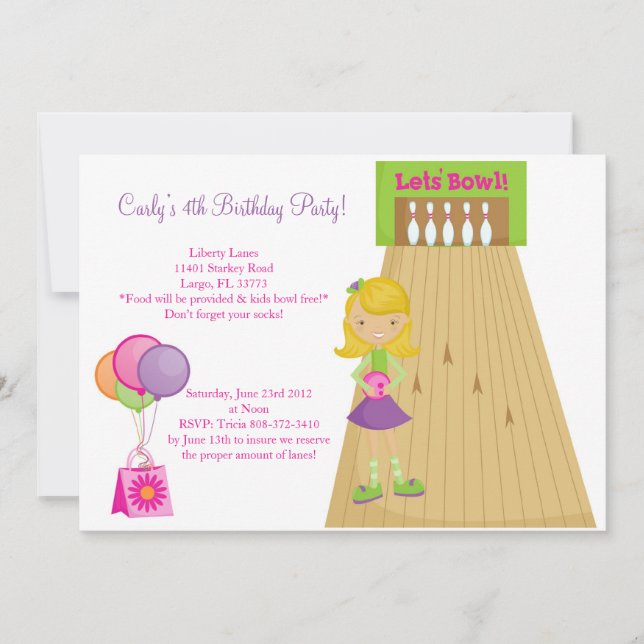 Invitation de Bowling (Devant)