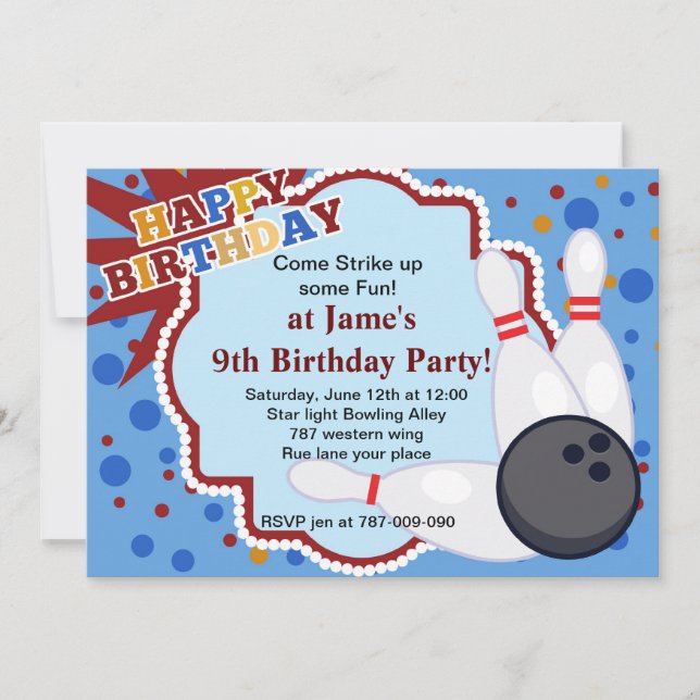 Invitation de Bowling anniversaire (Devant)