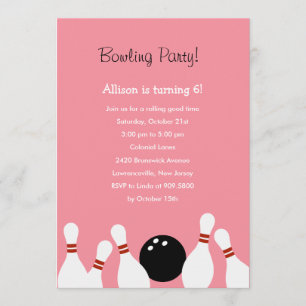 Invitation de Bowling Fun Party (Pink)