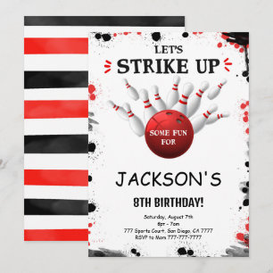 Invitation de bowling modifiable noire