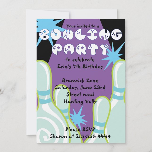 Invitation de Bowling Party Joyeux Invitation d'an (Devant)