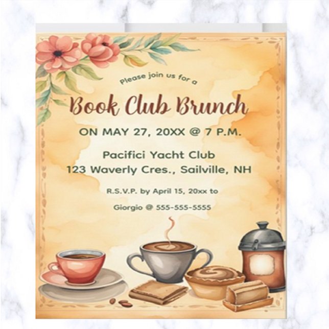 Invitation de Brunch Club de livres éditable (Créateur téléchargé)