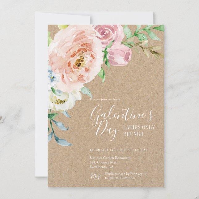 Invitation de brunch de dames du jour de Galentine (Devant)
